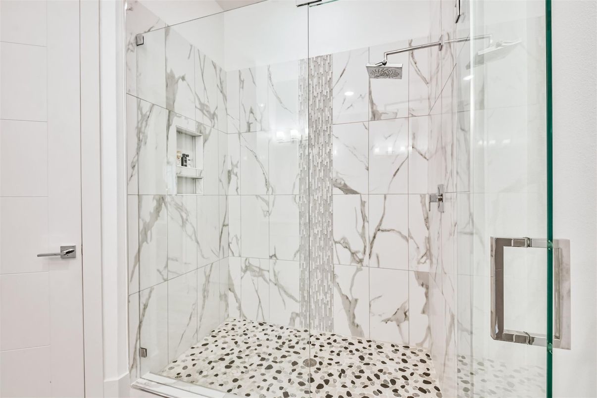 Bathroom, Glass Shower, Interior, Marble Walls