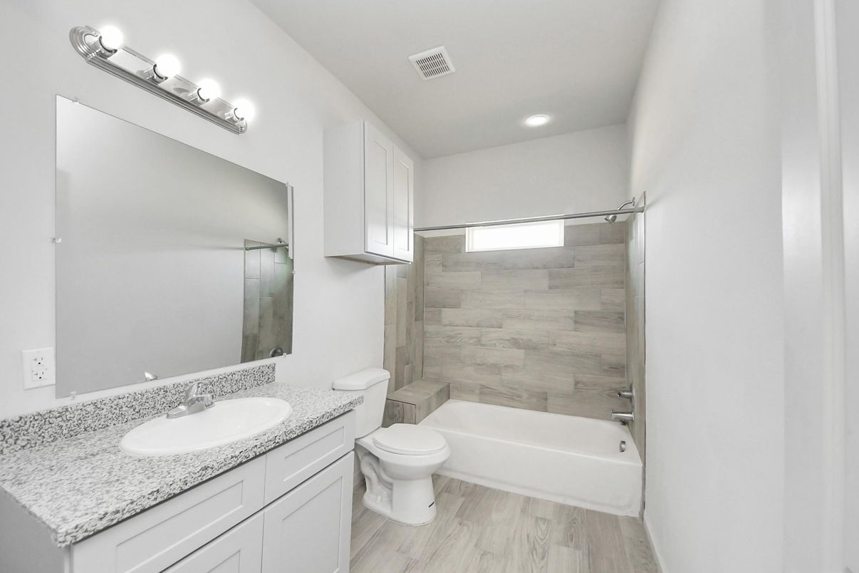Bathroom, Interior, Recessed Lighting, Wood Texture Flooring