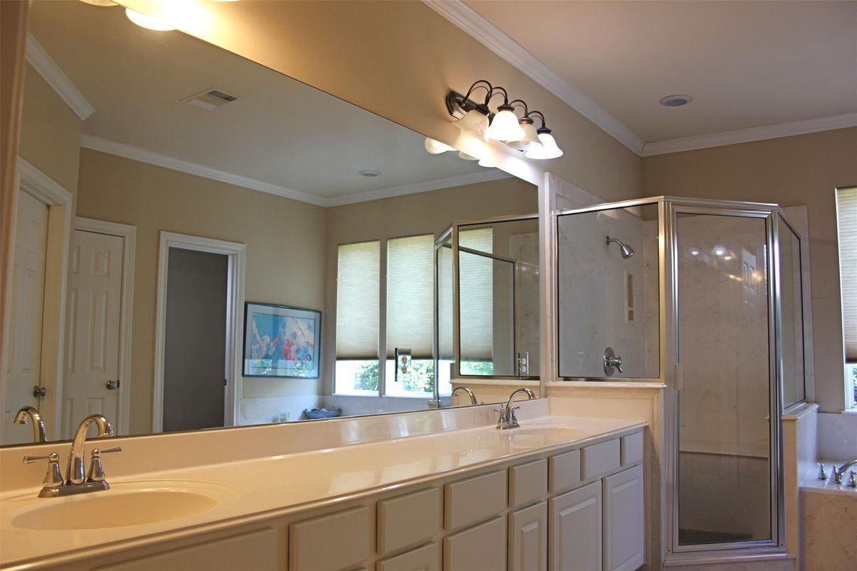 Bathroom, Dual Sink Vanities, Glass Shower, Interior