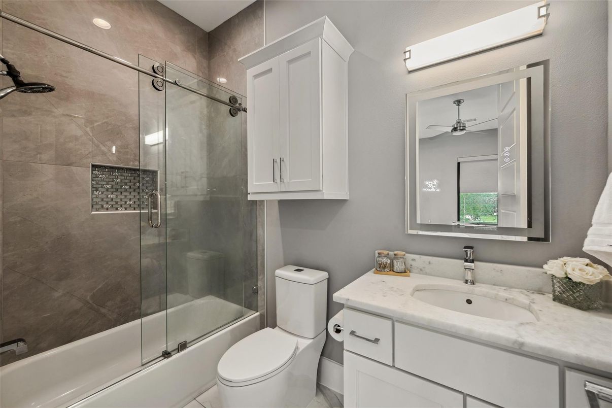 Bathroom, Glass Shower, Interior, Recessed Lighting