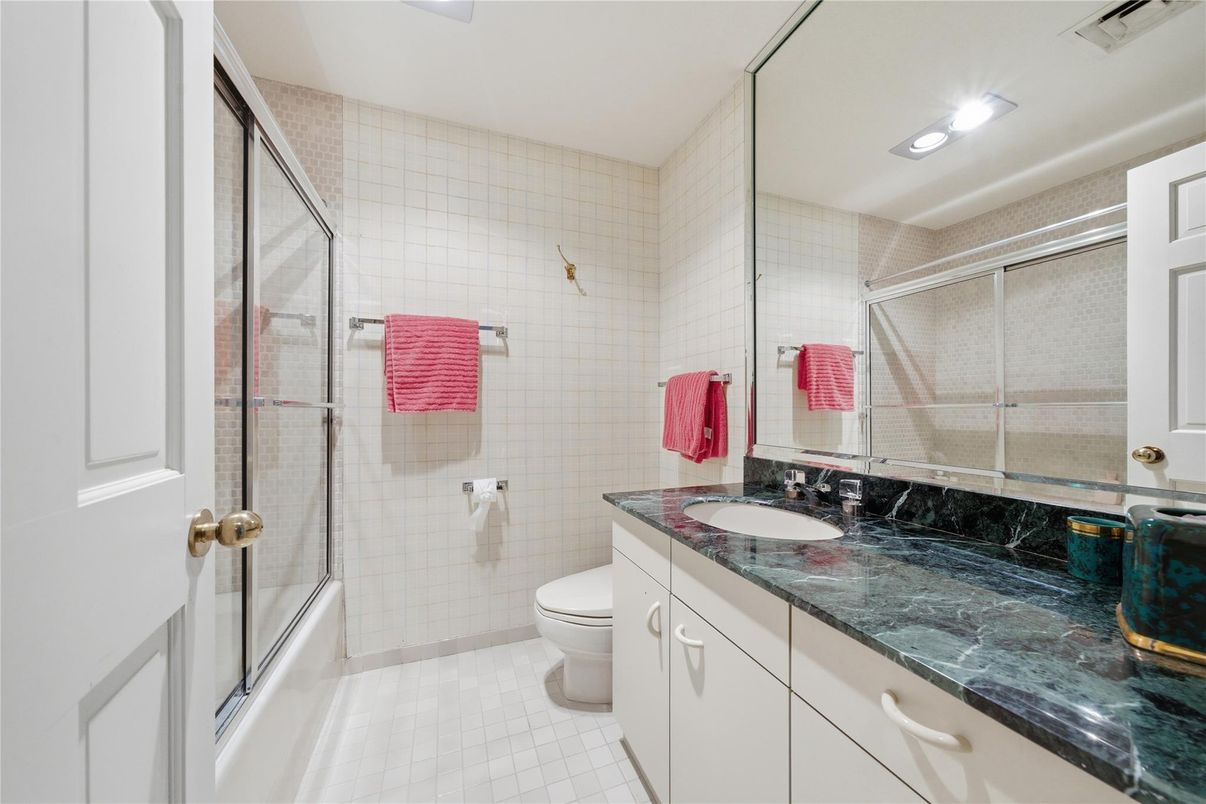 Bathroom, Glass Shower, Interior, Recessed Lighting