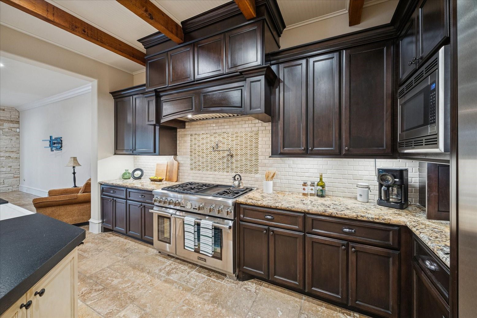 Interior, Kitchen, Stainless Steel Appliances, Wooden Beams
