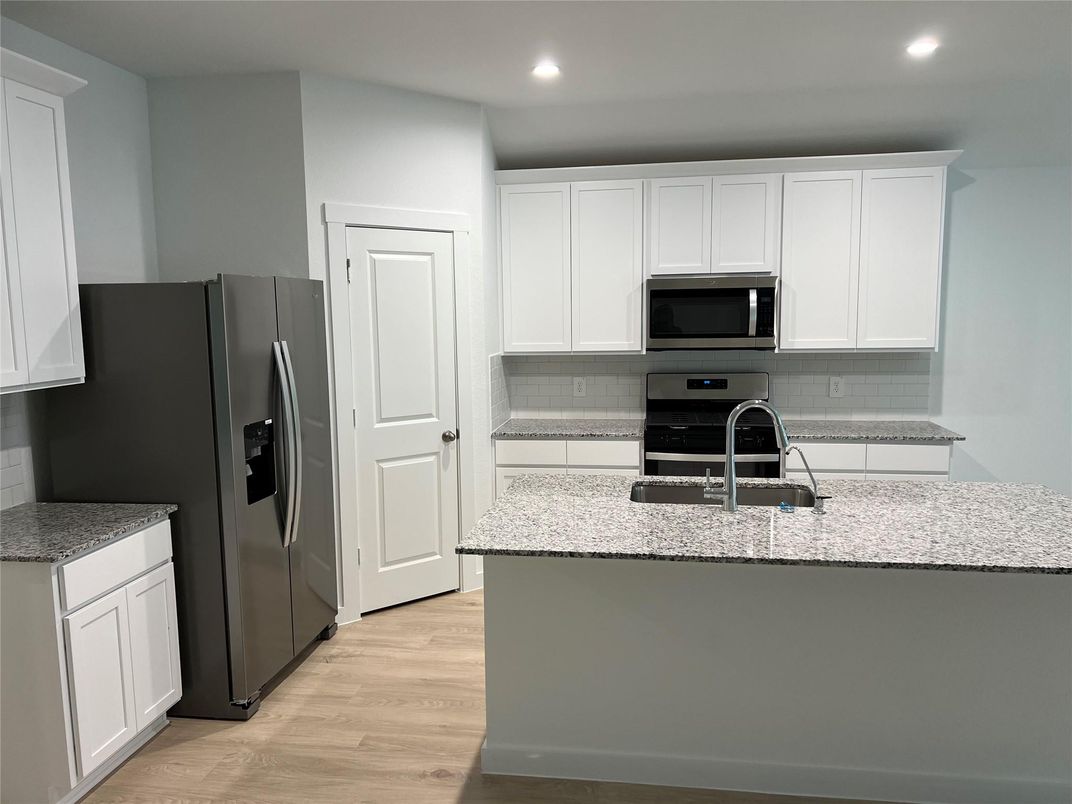 Interior, Kitchen, Recessed Lighting, Wood Texture Flooring