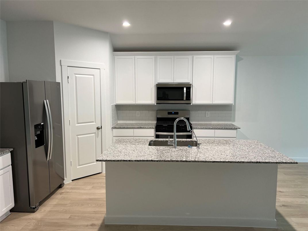 Interior, Kitchen, Recessed Lighting, Wood Texture Flooring