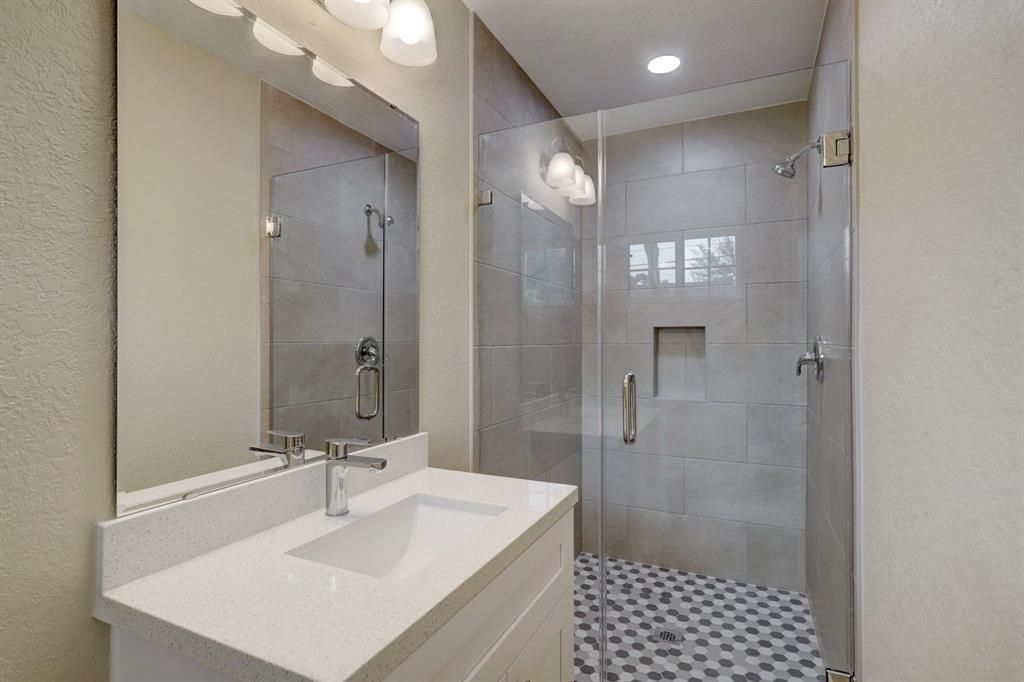 Bathroom, Glass Shower, Interior, Recessed Lighting