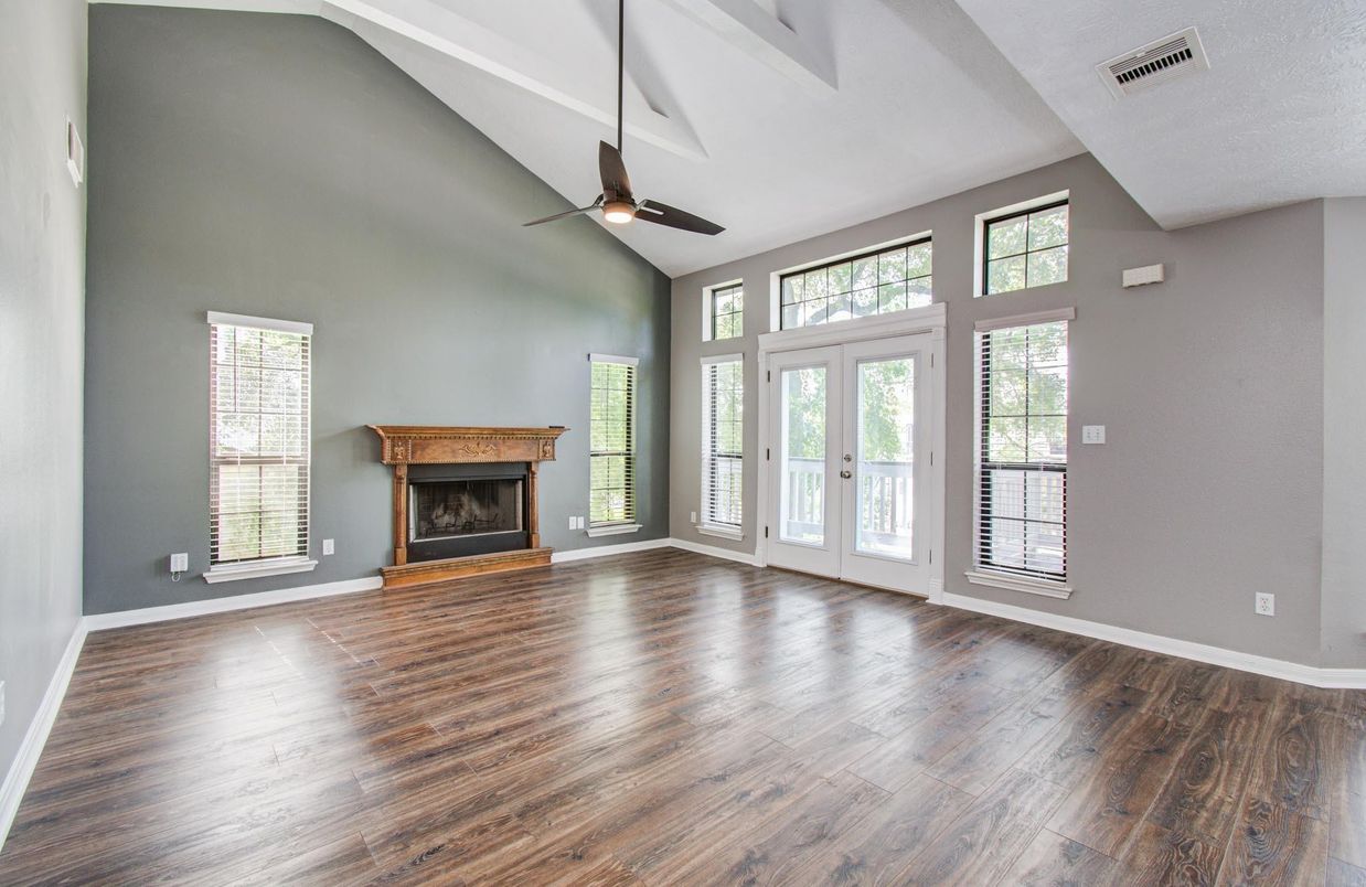 Empty room, Fireplace, Interior, Wood Texture Flooring