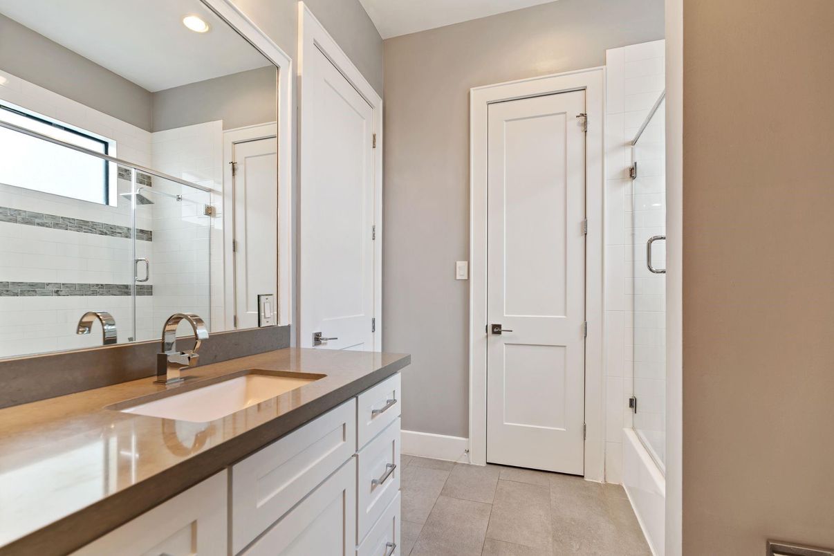 Bathroom, Glass Shower, Interior, Recessed Lighting