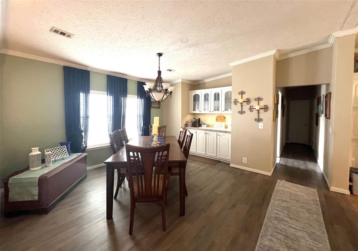Chandelier, Dining room, Interior, Wood Texture Flooring