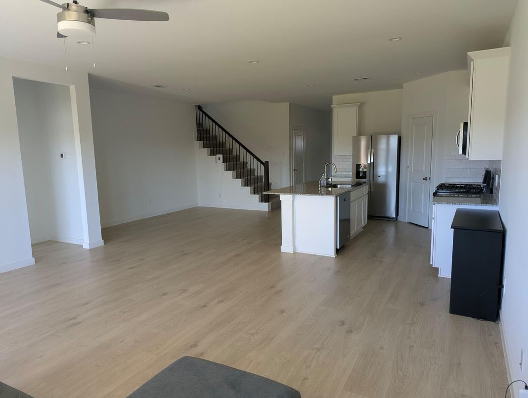 Interior, Kitchen, Recessed Lighting, Wood Texture Flooring