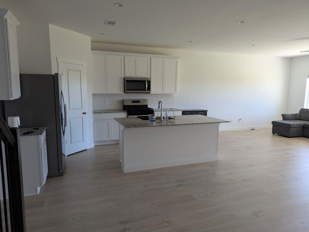 Interior, Kitchen, Recessed Lighting, Wood Texture Flooring