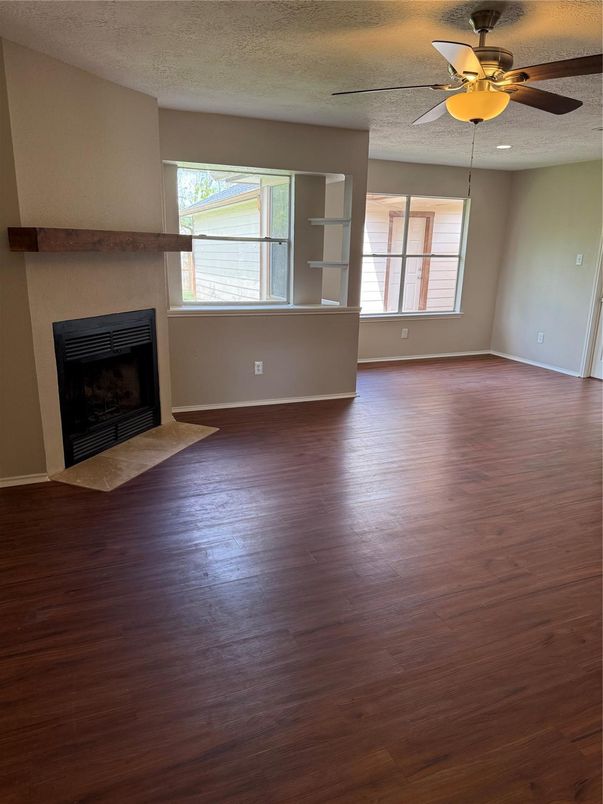 Empty room, Fireplace, Interior, Wood Texture Flooring