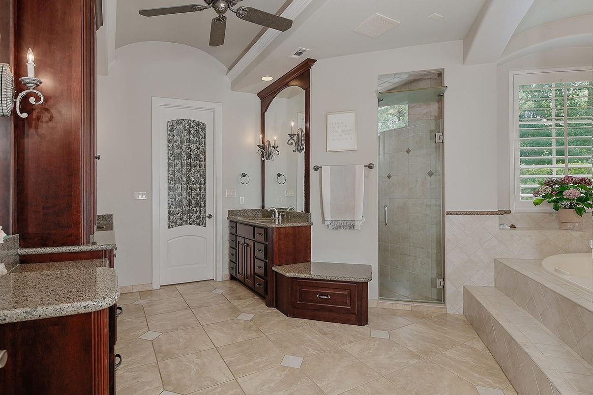 Bathroom, Glass Shower, Interior, Recessed Lighting