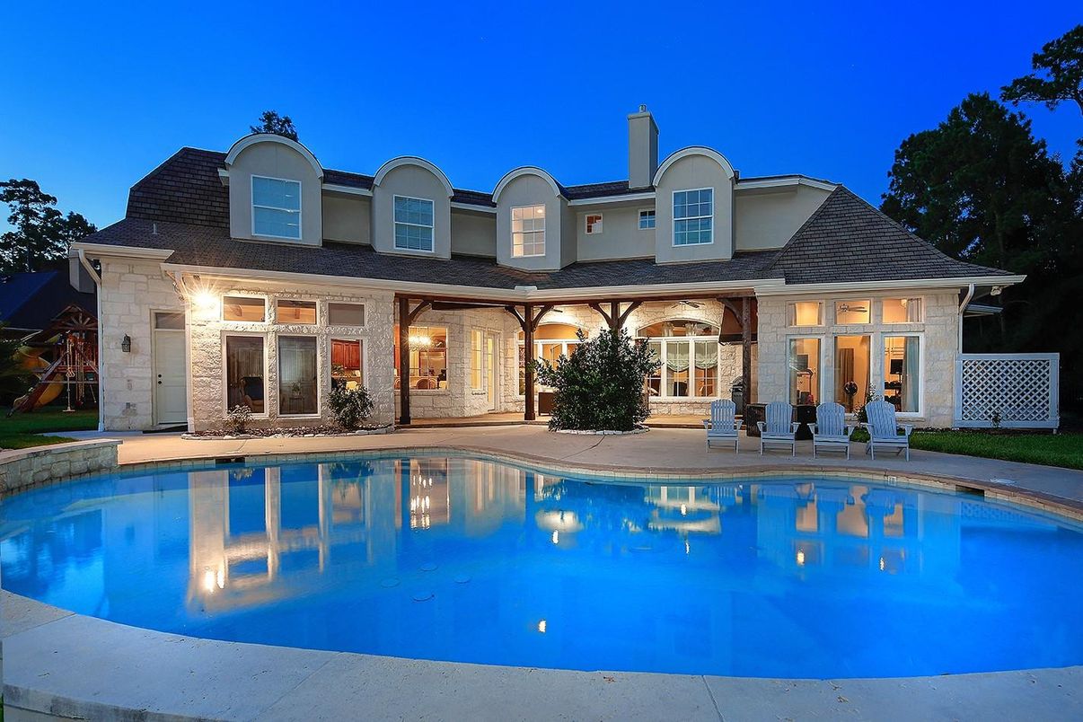 Attached, Exterior, Facade, Pool, French Provincial