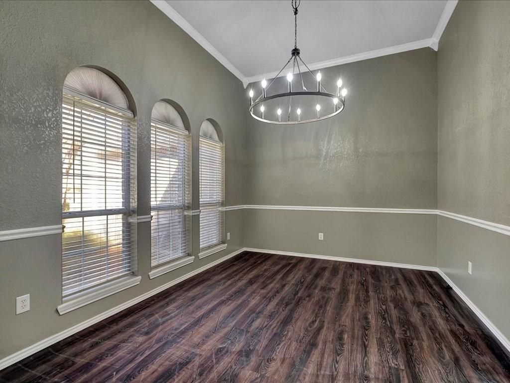Chandelier, Empty room, Interior, Pendant Lights, Wood Texture Flooring