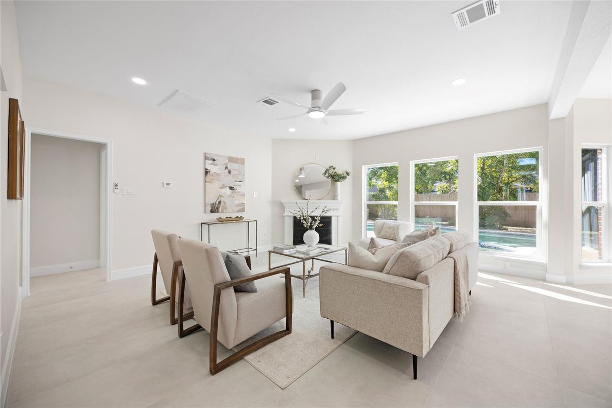 Fireplace, Interior, Living room, Recessed Lighting