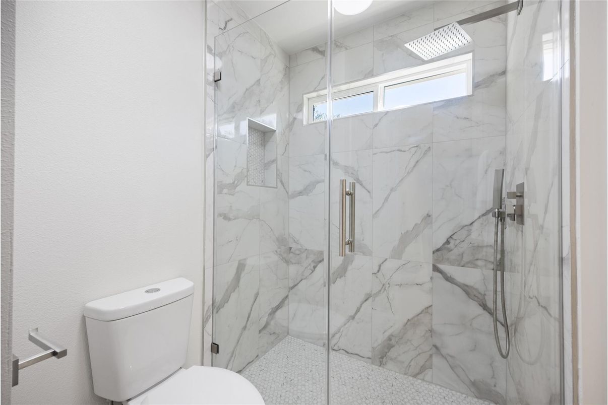 Bathroom, Glass Shower, Interior, Marble Walls