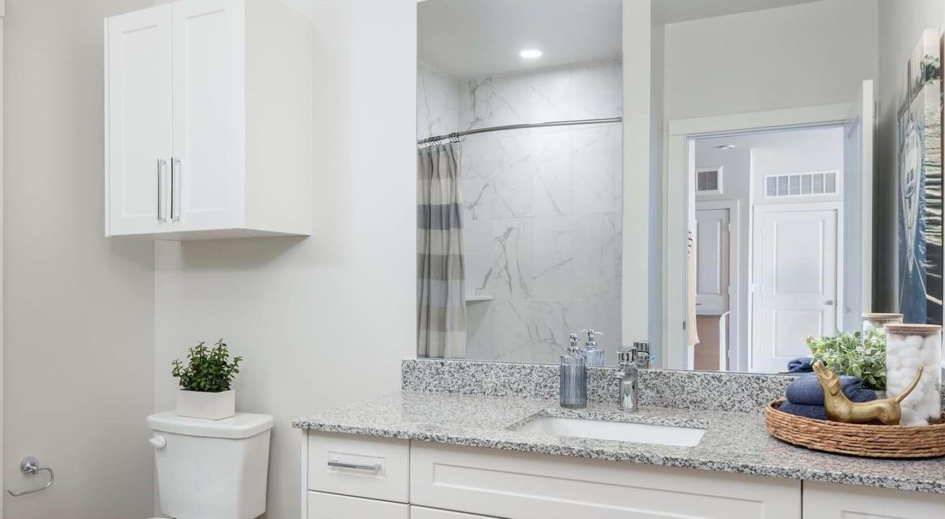 Bathroom, Glass Shower, Interior, Marble Walls, Recessed Lighting