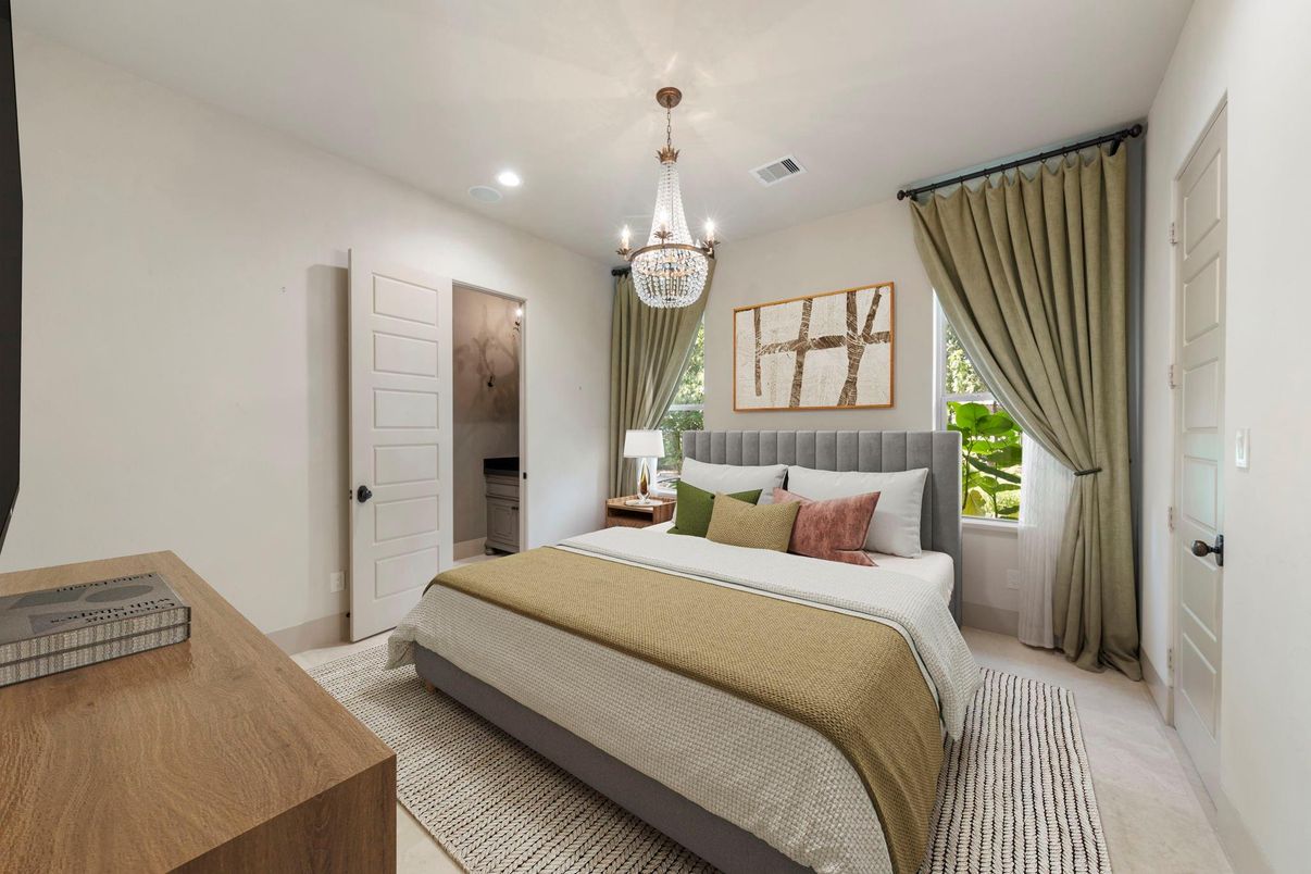 Bedroom, Chandelier, Interior, Recessed Lighting