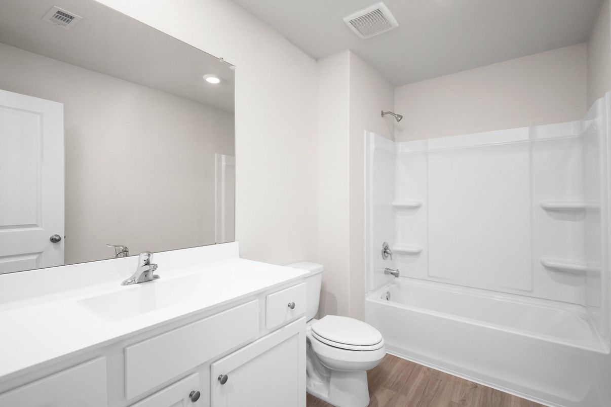 Bathroom, Interior, Recessed Lighting, Wood Texture Flooring