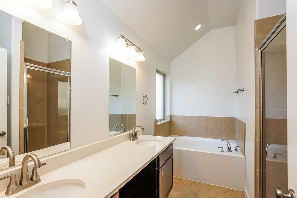 Bathroom, Dual Sink Vanities, Glass Shower, Interior, Recessed Lighting