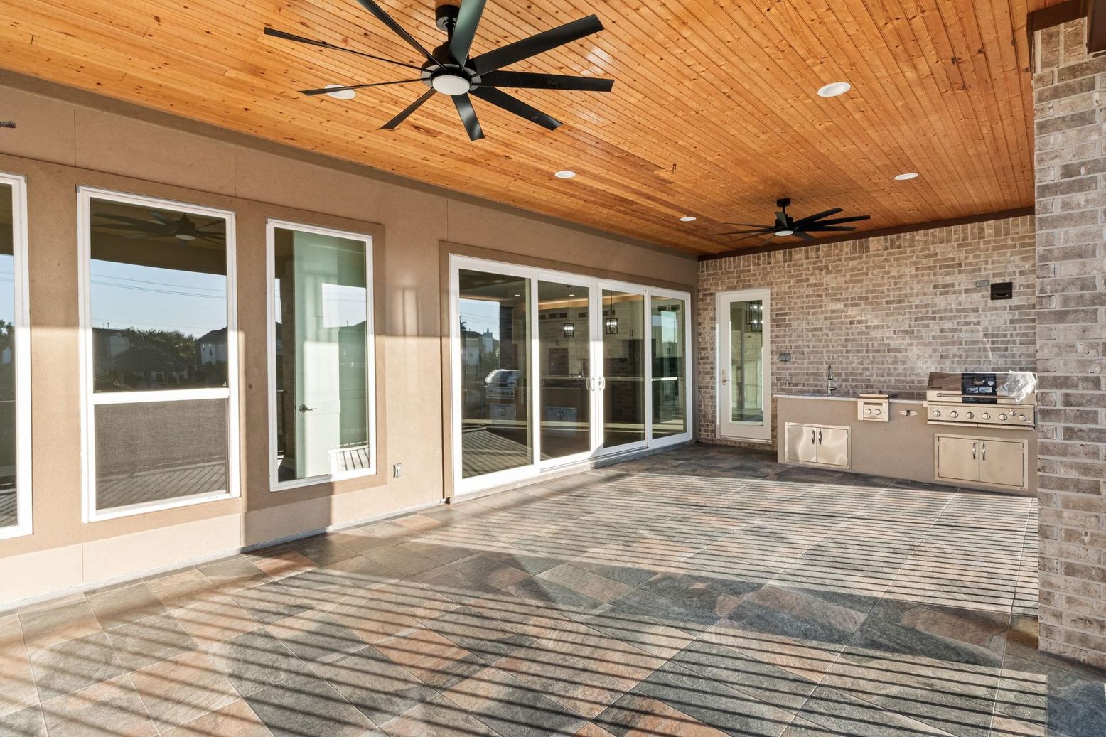 Exterior, Outdoor Kitchen, Stone Walls, Wooden Ceilings
