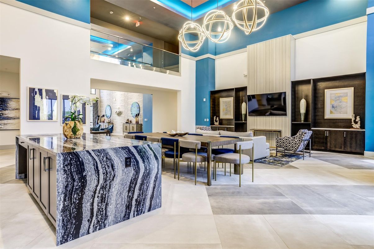 Dining room, Fireplace, Interior, Living room, Pendant Lights