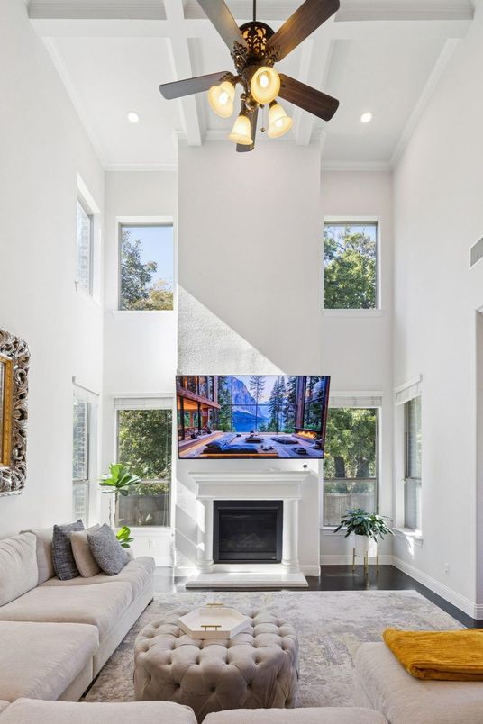 Fireplace, Interior, Living room, Recessed Lighting