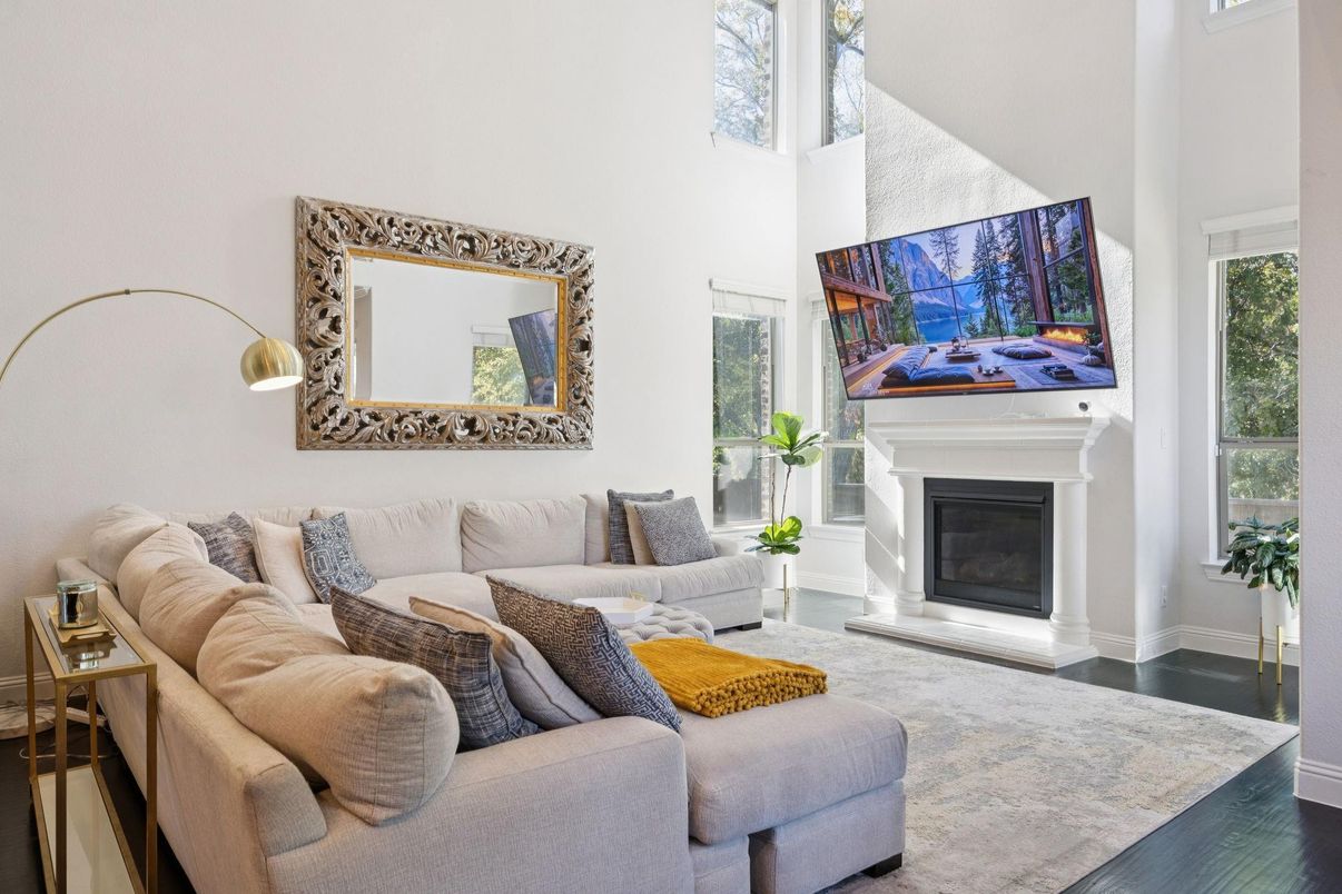 Fireplace, Interior, Living room, Wood Texture Flooring