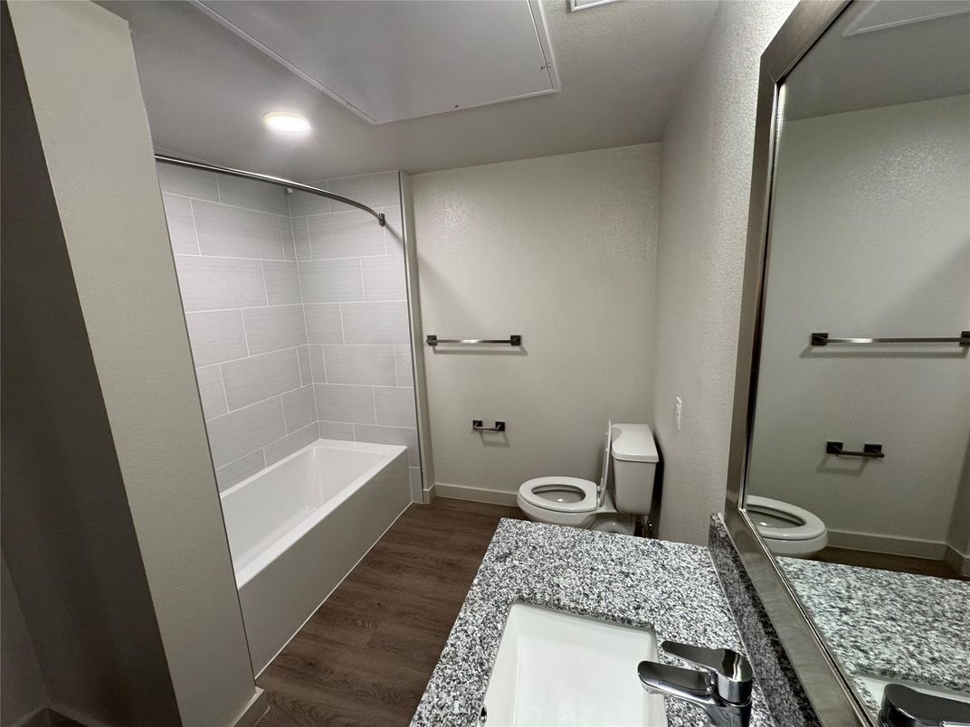 Bathroom, Interior, Recessed Lighting, Wood Texture Flooring