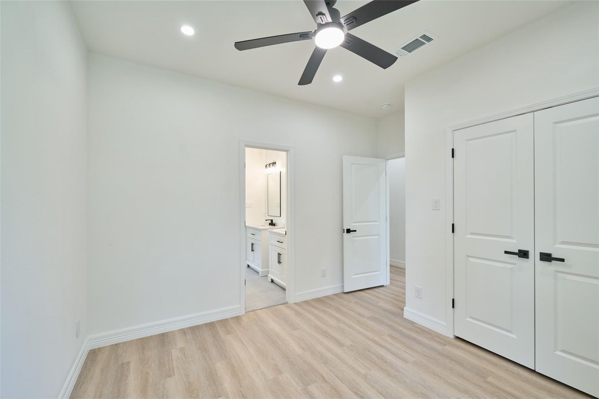 Bathroom, Empty room, Interior, Recessed Lighting, Wood Texture Flooring