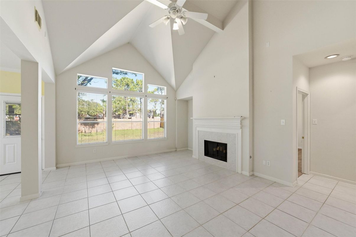 Empty room, Fireplace, Interior, Recessed Lighting