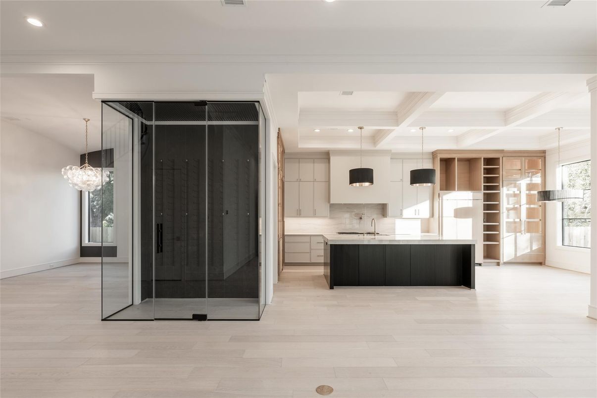 Interior, Kitchen, Pendant Lights, Recessed Lighting, Wood Texture Flooring