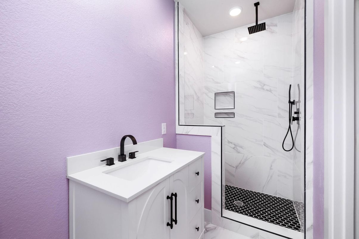 Bathroom, Interior, Marble Walls, Recessed Lighting