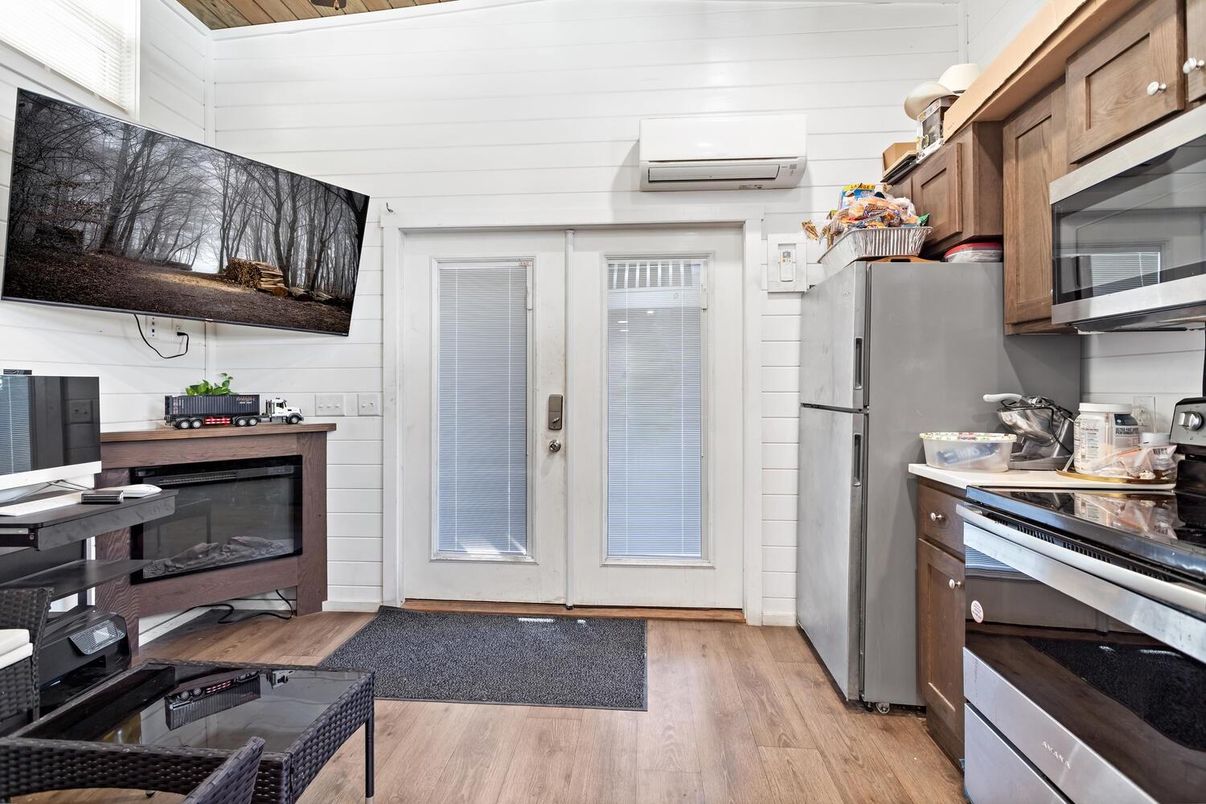 Interior, Kitchen, Pendant Lights, Stainless Steel Appliances, Wood Texture Flooring