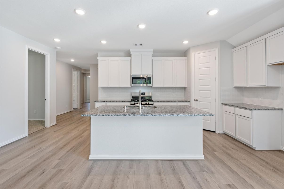 Interior, Kitchen, Recessed Lighting, Wood Texture Flooring