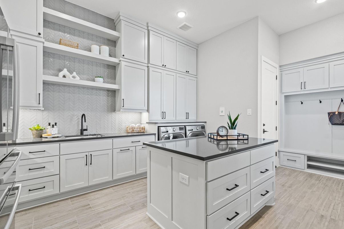 Interior, Kitchen, Recessed Lighting, Wood Texture Flooring