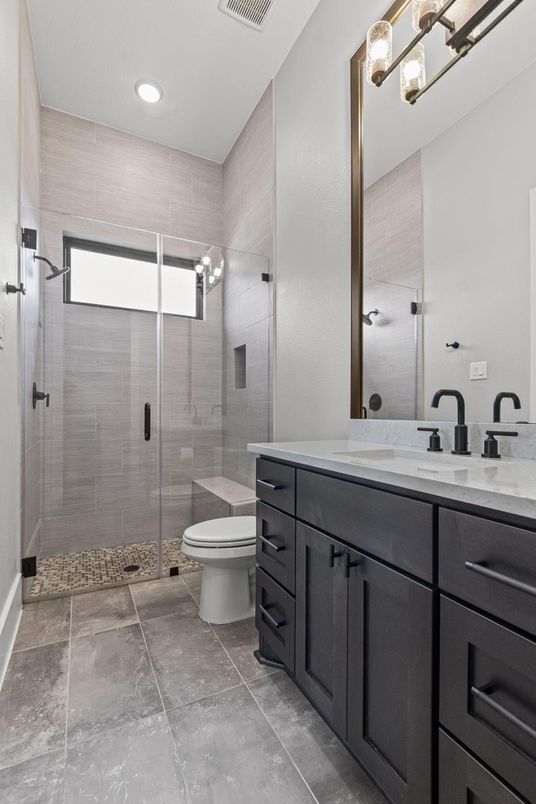 Bathroom, Glass Shower, Interior, Recessed Lighting