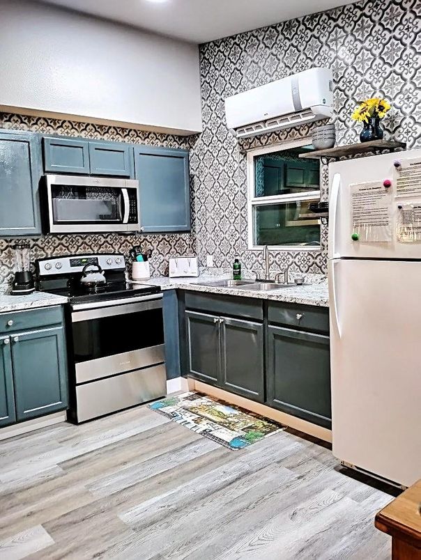 Interior, Kitchen, Stainless Steel Appliances, Wood Texture Flooring
