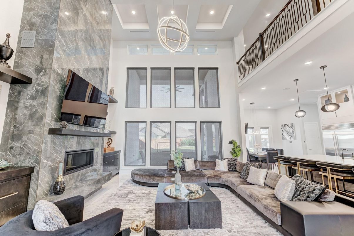 Dining room, Fireplace, Interior, Kitchen, Living room, Pendant Lights, Recessed Lighting