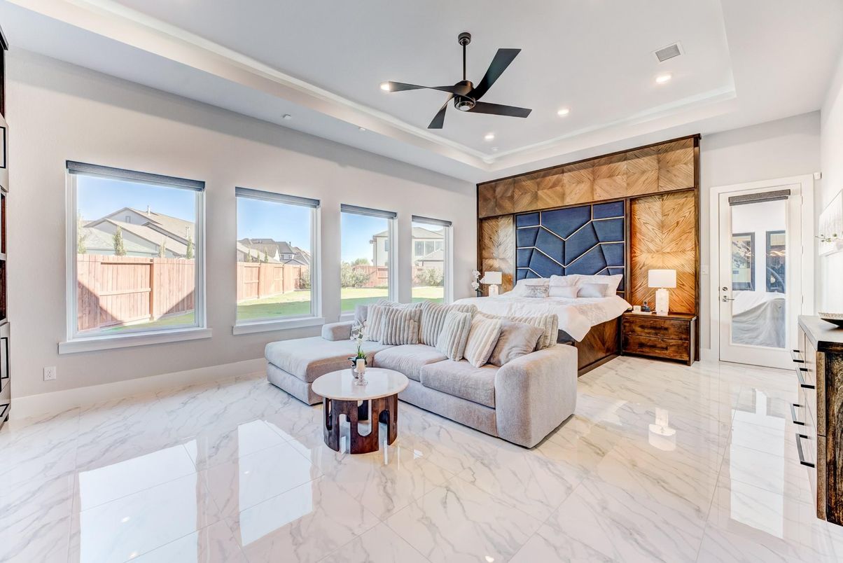 Bedroom, Interior, Marble, Recessed Lighting