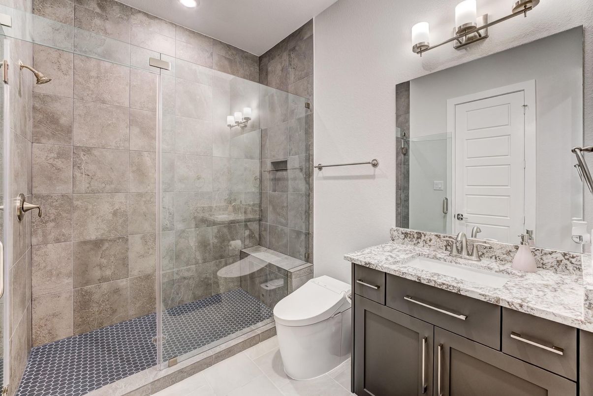 Bathroom, Glass Shower, Interior, Recessed Lighting