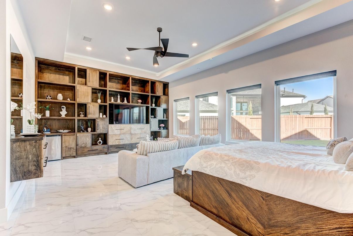 Bedroom, Interior, Marble, Recessed Lighting