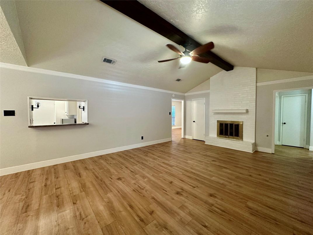 Empty room, Fireplace, Interior, Wood Texture Flooring