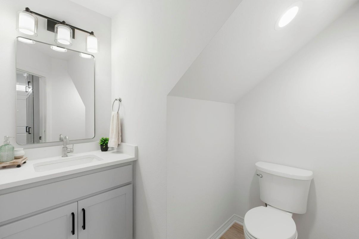 Bathroom, Interior, Recessed Lighting, Wood Texture Flooring