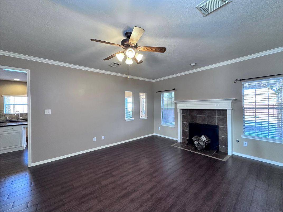 Empty room, Fireplace, Interior, Wood Texture Flooring