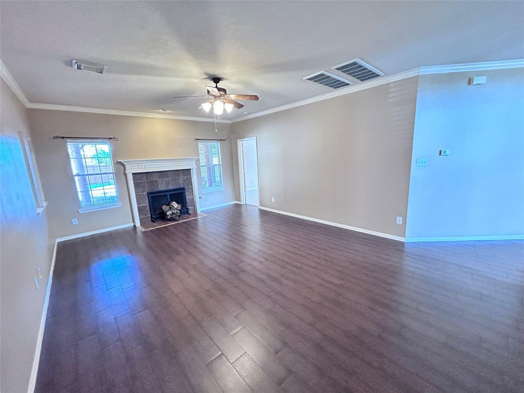 Empty room, Fireplace, Interior, Wood Texture Flooring