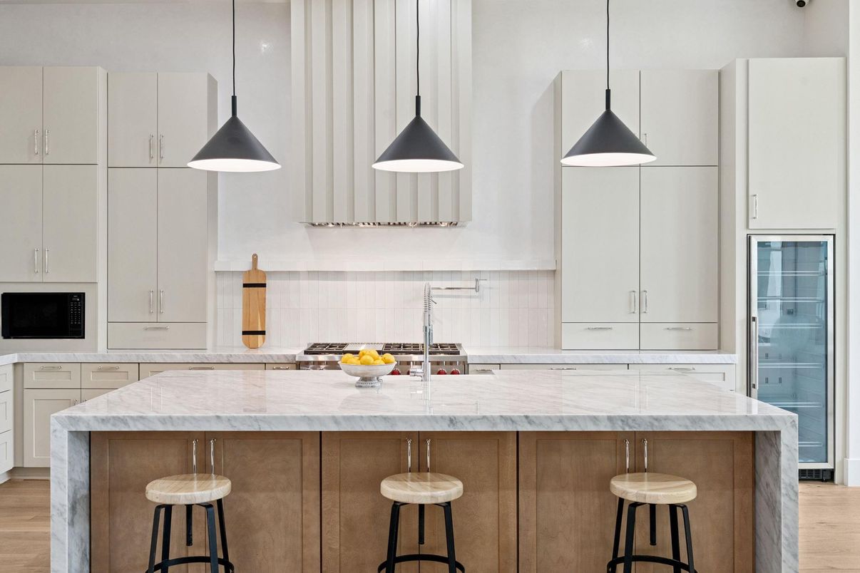 Interior, Kitchen, Pendant Lights, Wood Texture Flooring