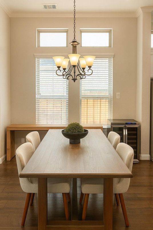 Chandelier, Dining room, Interior, Wood Texture Flooring