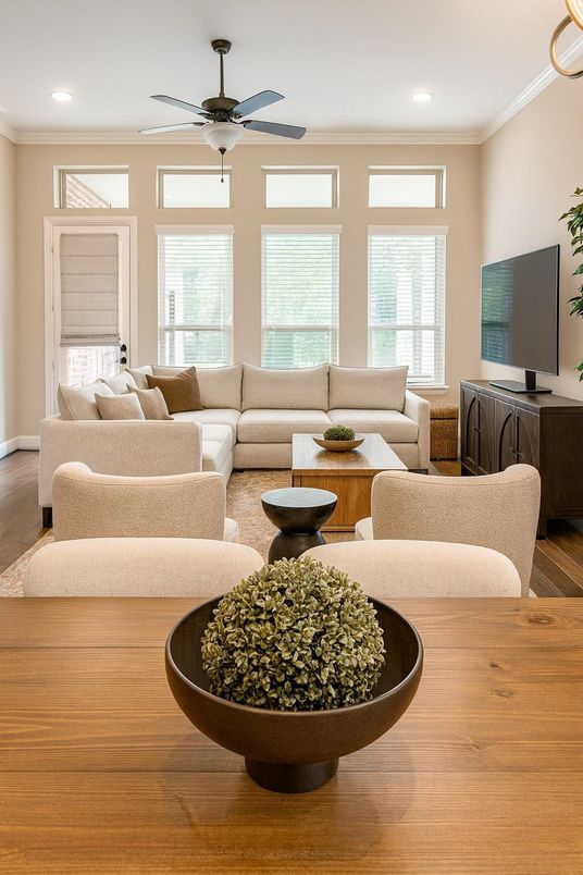 Interior, Living room, Recessed Lighting, Water, Wood Texture Flooring