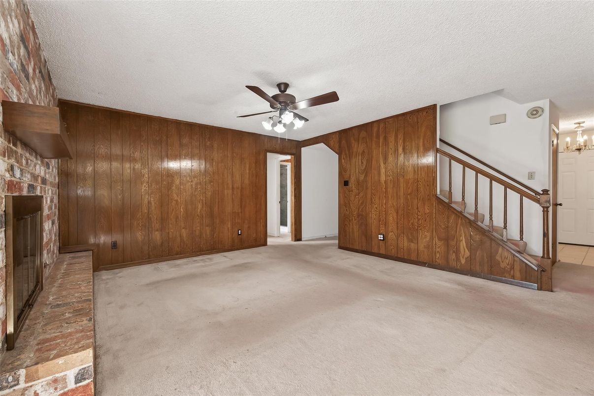 Empty room, Fireplace, Interior, Wooden Walls